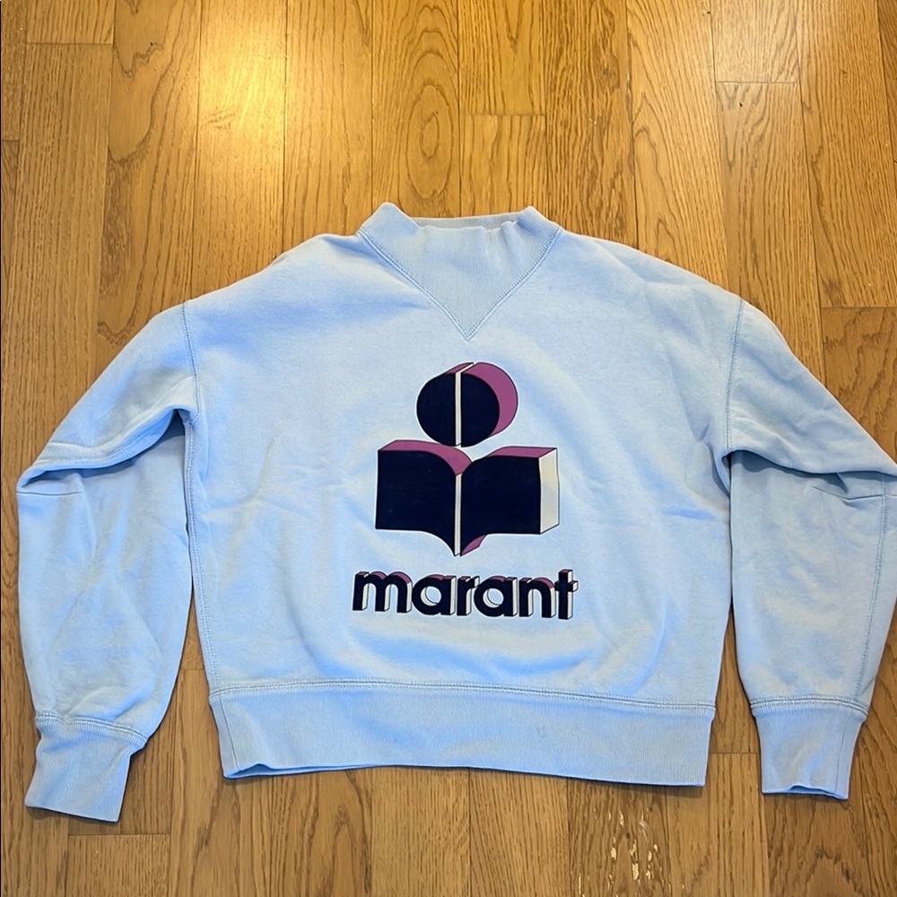 Isabel Marant Light Blue Logo Crewneck Sweater